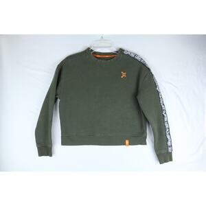 Orange Theory Crop Sweatshirt Woman’s Small Green Long Sleeve Terry Mock Fitness